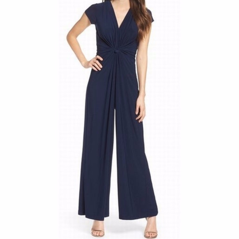 Vince Camuto Twist Front Wide Leg Jumpsuit